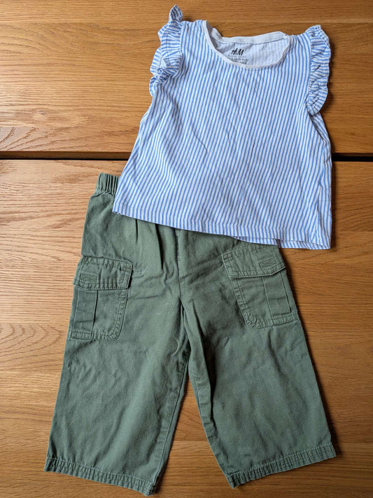 Cargo Pant and Stripe Shirt Outfit, Kids 24 Month (18-24M)