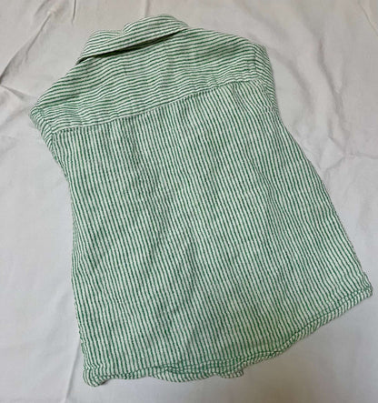 Zara Kids Green Striped Linen Button-Up Shirt – Size 4-5Y, Retail $30, Kids 4/4T