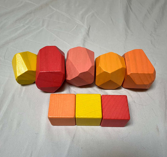 Lovevery Solid Wood Stacking Boulders + 3 Bonus Blocks, Free Spirit Play Kit