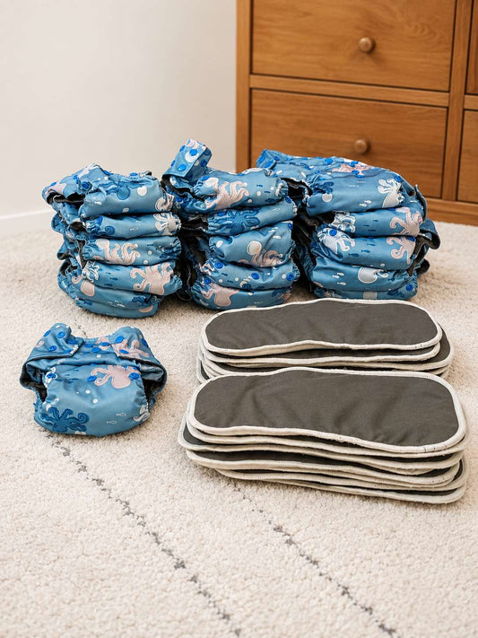 Le Petite Ourse, 20 All-in-One cloth diapers, retails $460+gst