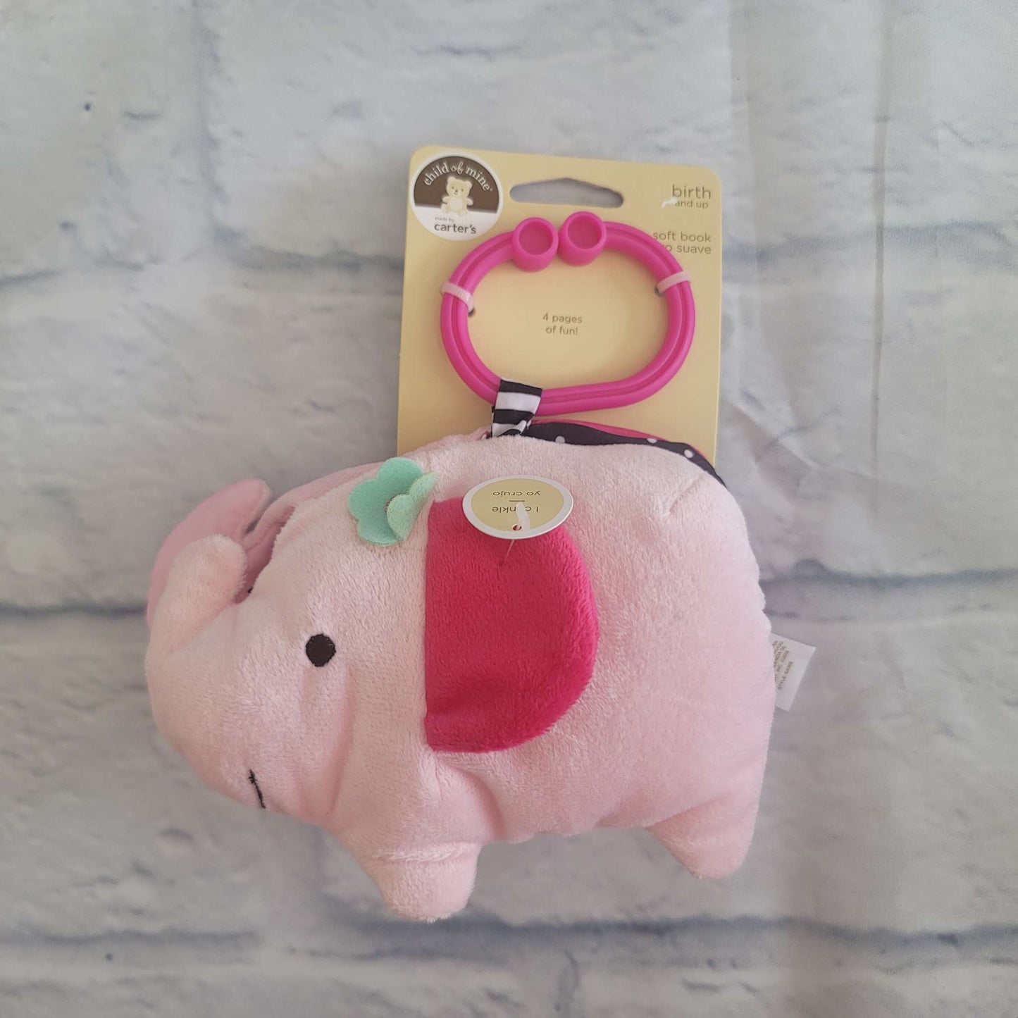 Carter's Soft Toy Bundle, Elephant Musical Pull Toy and Elephant Soft Crinkle Hanging Book, 0+, NEW