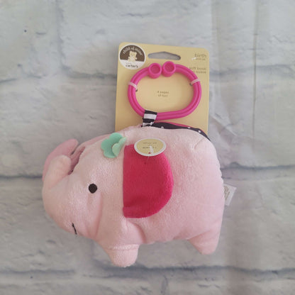 Carter's Soft Toy Bundle, Elephant Musical Pull Toy and Elephant Soft Crinkle Hanging Book, 0+, NEW