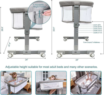 TCBunny 2-in-1 Baby Bassinet Sleeper, Adjustable Portable Crib Bed, VGUC, MRSP $199.99