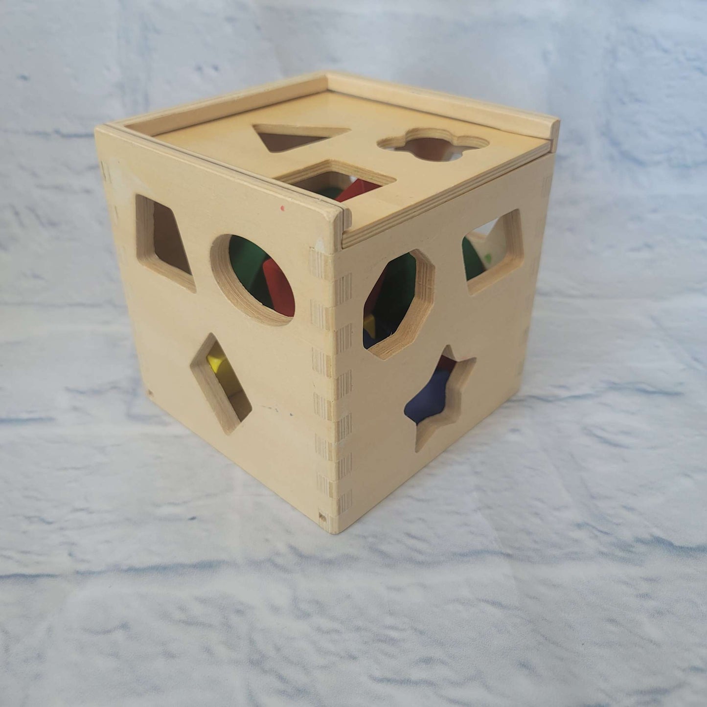 Melissa & Doug Shape Sorting Cube, Wood, 2+, GUC, MSRP $34.