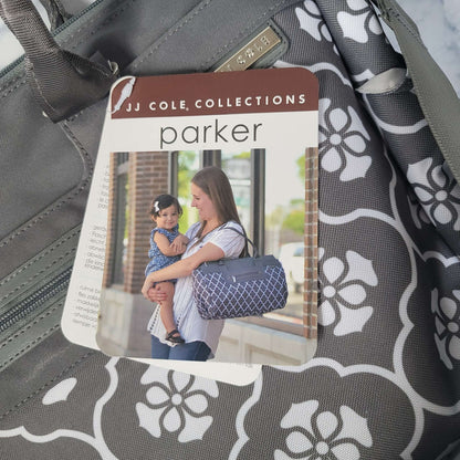 JJ Cole Parker Diaper Bag, Gray Floret, NEW