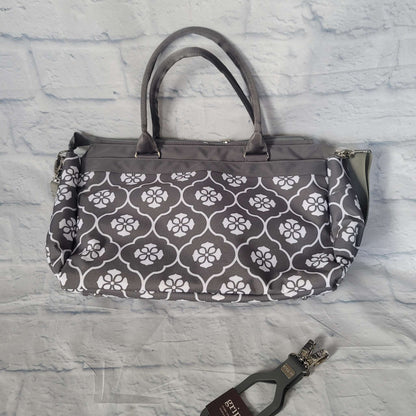 JJ Cole Parker Diaper Bag, Gray Floret, NEW