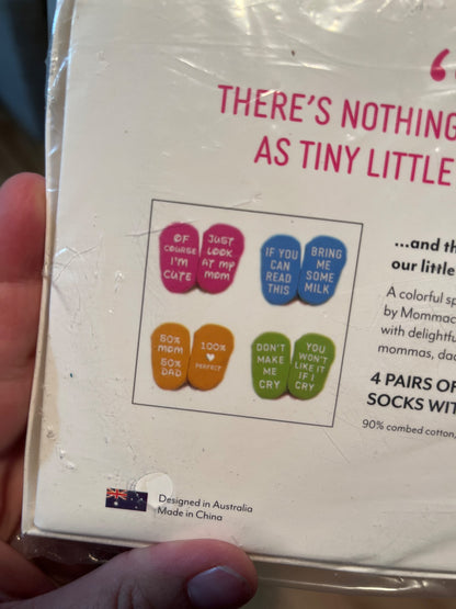 Baby socks with cute sayings!