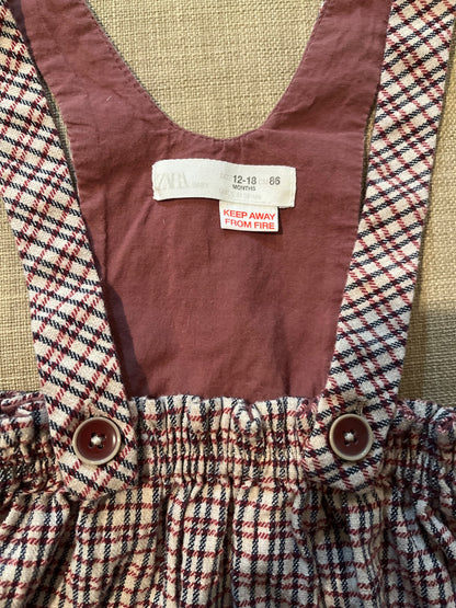 Zara plaid skirt overall, Kids 18 Month (12-18M)