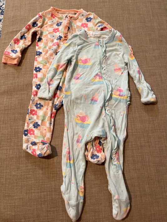 Bamboo sleepers, with feet and ruffle bums , Kids 6 Month (3-6M)