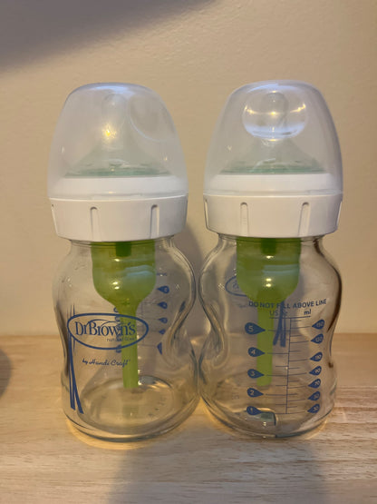 Dr Browns Options+ Wide Neck Glass Bottles and travel formula container  (5 oz, 2 Pack)