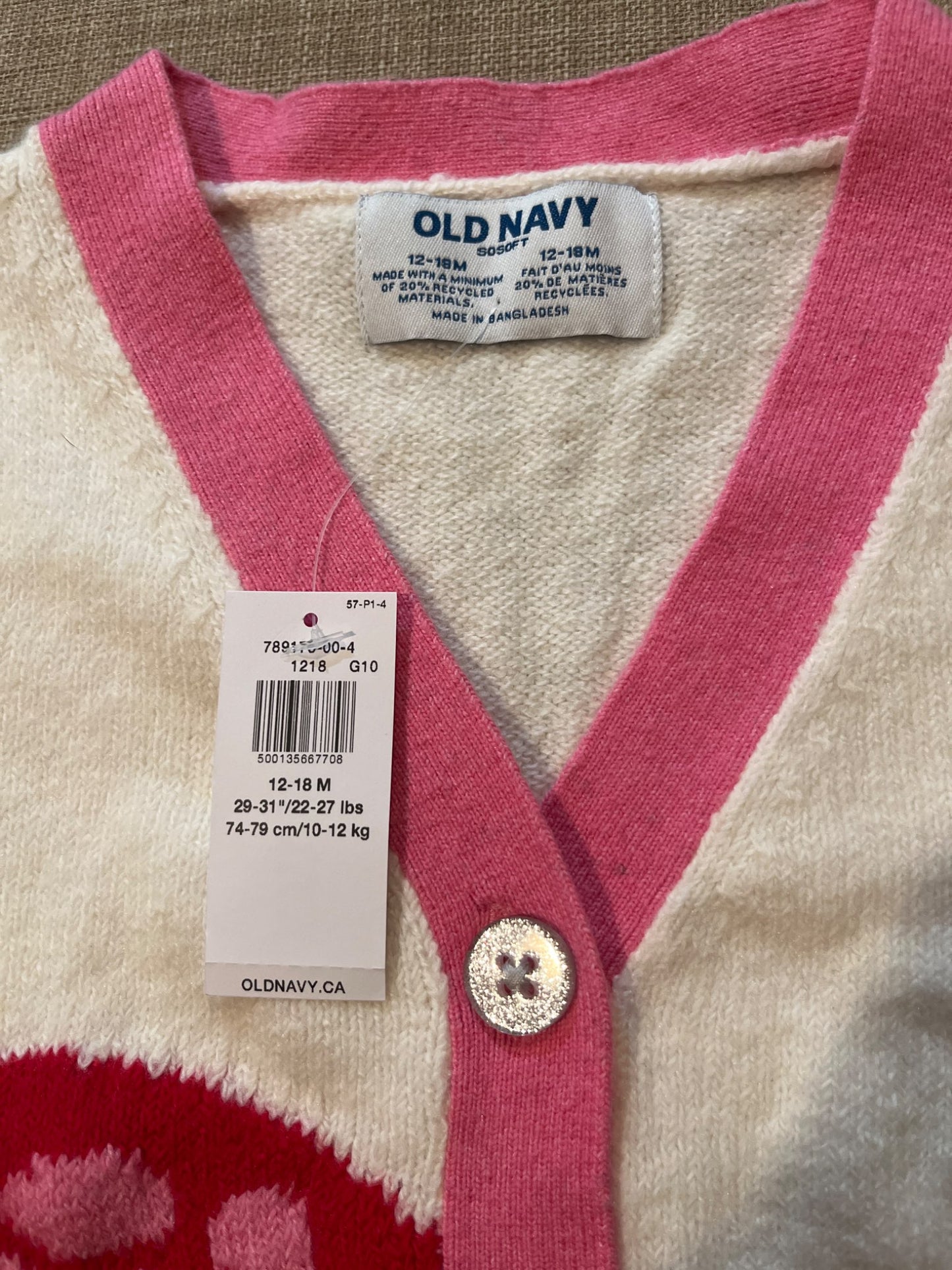 New with tags - Mushroom Cardigan , Kids 18 Month (12-18M)