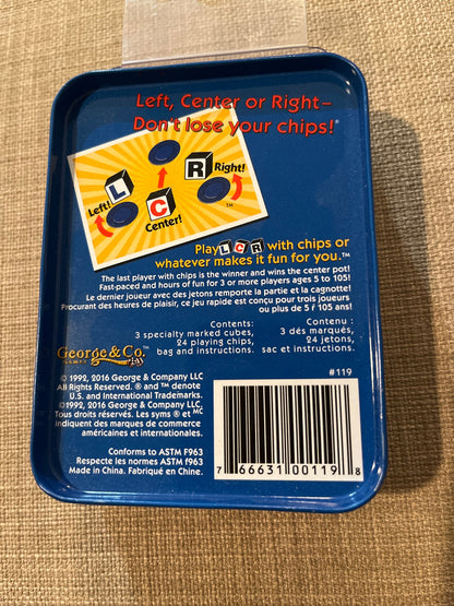Left Center Right Dice Game - Brand New