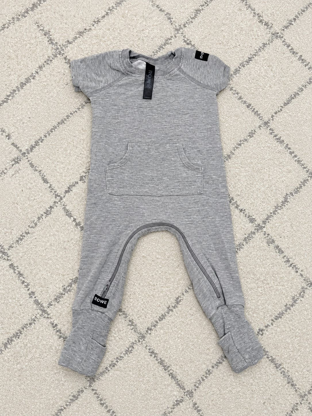 Rowe Short Sleeve Romper - Grey, size 6-12 months