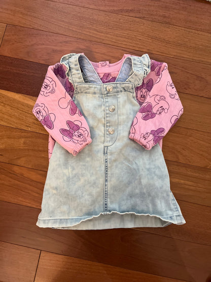 Minnie Mouse Jean Dress Outfit , Kids 12 Month (9-12M)