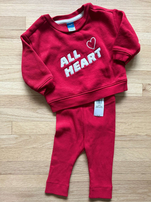 Red Valentines Day Outfit Bundle 0-3M , Kids 3 Month (0-3M)