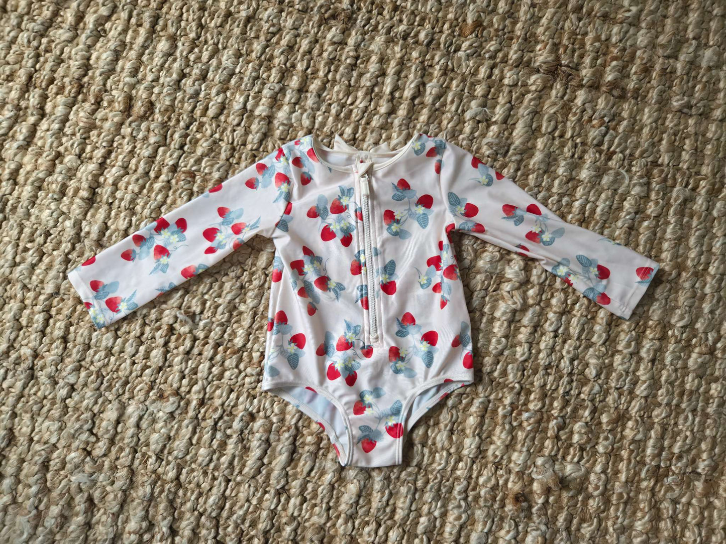 Strawberry Bathing Suit with Cute Bow, Kids 12 Month (9-12M)