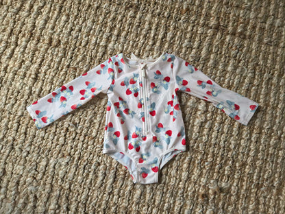 Strawberry Bathing Suit with Cute Bow, Kids 12 Month (9-12M)