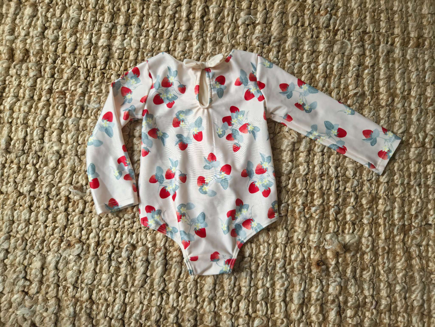 Strawberry Bathing Suit with Cute Bow, Kids 12 Month (9-12M)