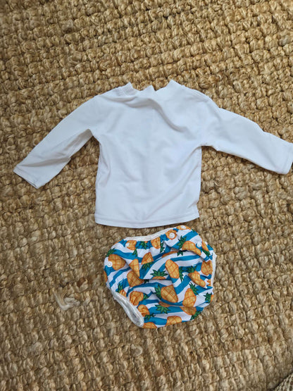Sun Top and Reusable Swim Diaper, Kids 6 Month (3-6M)