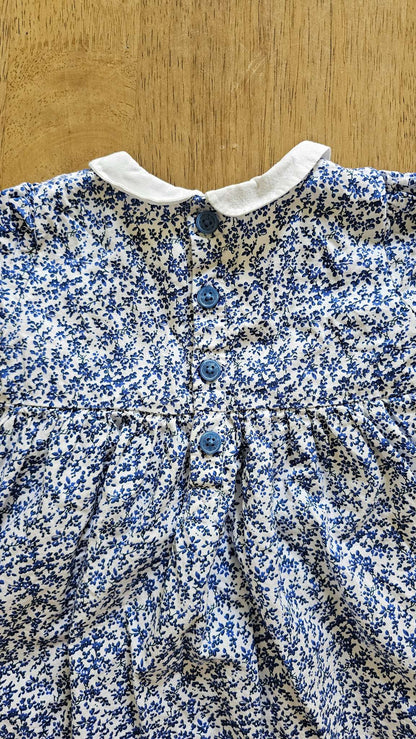 JojoMamanBebe 🇬🇧 (UK Brand) - White and blue floral dress with bloomers. Retail >$60, Kids 6 Month (3-6M)