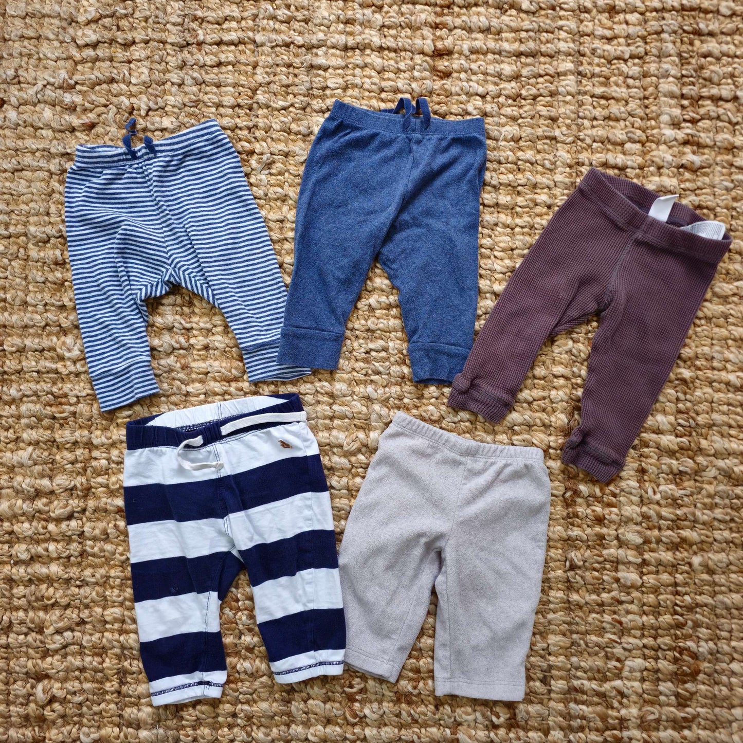 5 Pack Pants - Blue/Grey/Brown, Kids 9 Month (6-9M)