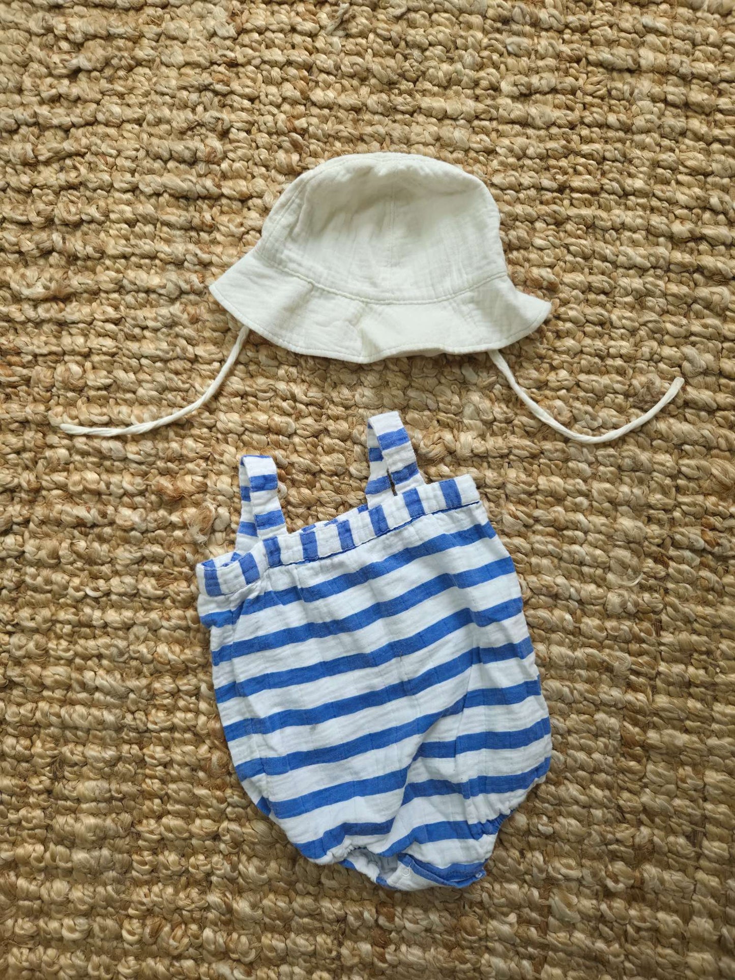 Cotton Gauze Summer Set - Hat and Romper (Retail:40), Kids 9 Month (6-9M)