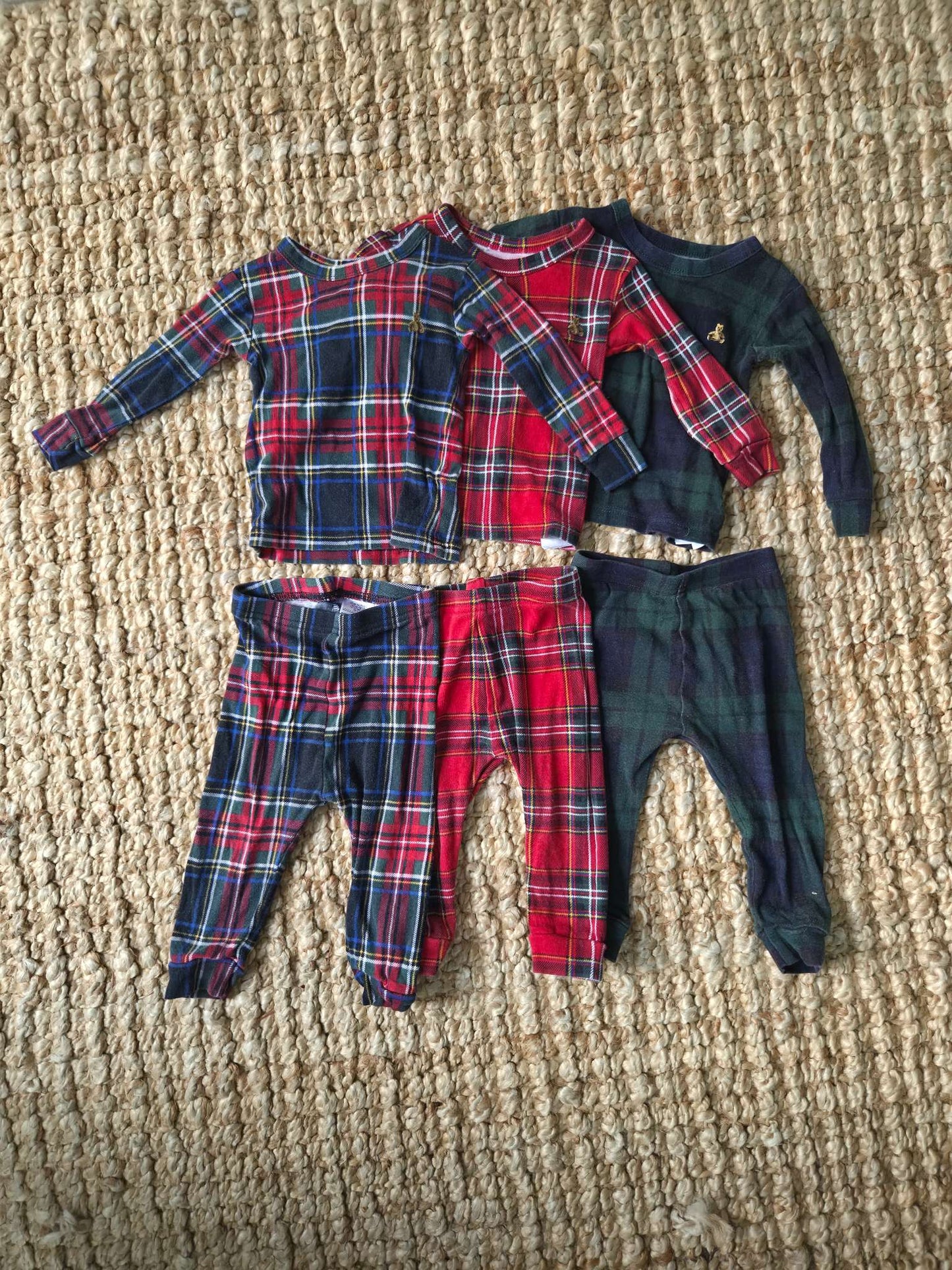 100% Cotton Plaid PJs x 3, Kids 18 Month (12-18M)