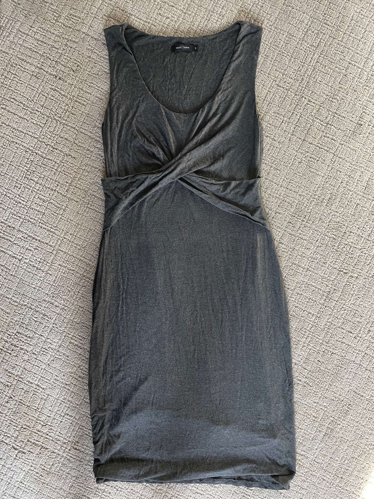 Charcoal grey bodycon maternity dress, Maternity S (4-6)