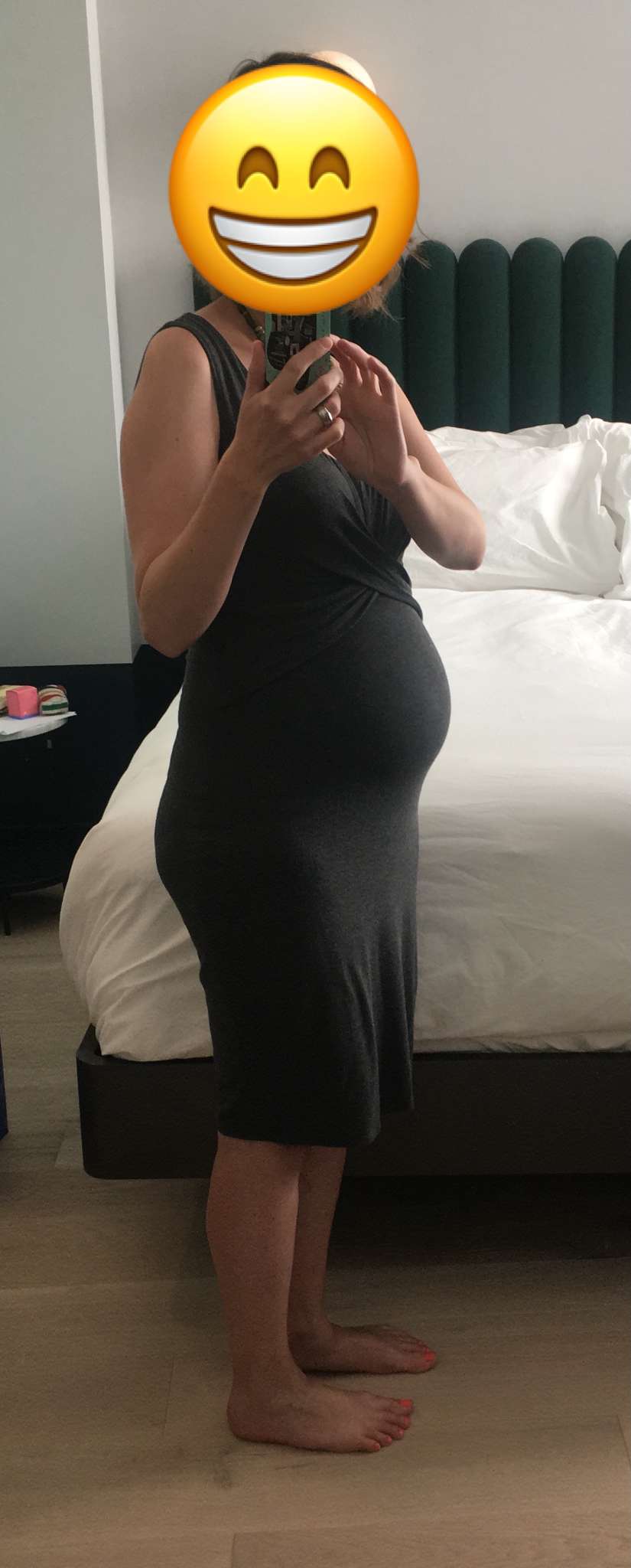 Charcoal grey bodycon maternity dress, Maternity S (4-6)