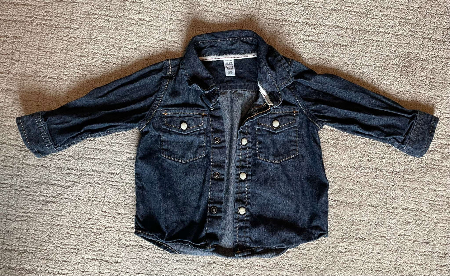 Long sleeve denim button up, Kids 18 Month (12-18M)