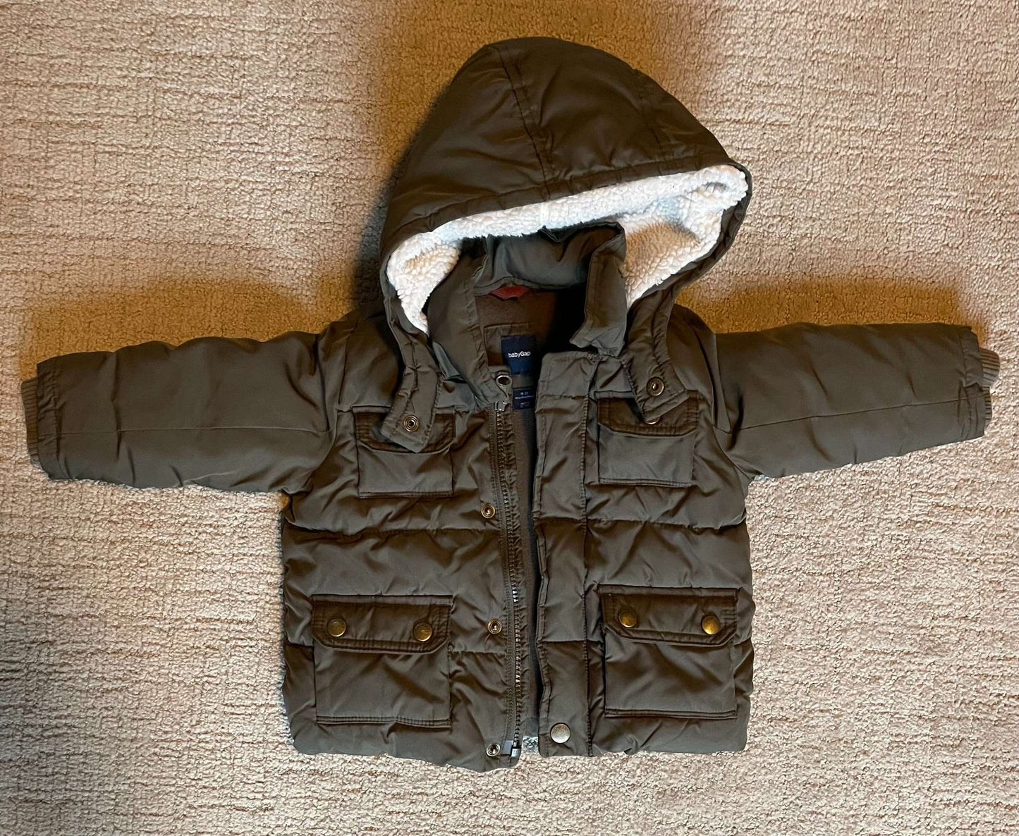 Khaki green winter coat, Kids 24 Month (18-24M)