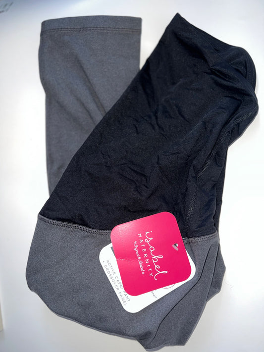 Isabel Maternity Active Capri Pant With Crossover Back Panel - Grey. Retails $30USD, Maternity L (12-14)