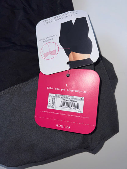 Isabel Maternity Active Capri Pant With Crossover Back Panel - Grey. Retails $30USD, Maternity L (12-14)