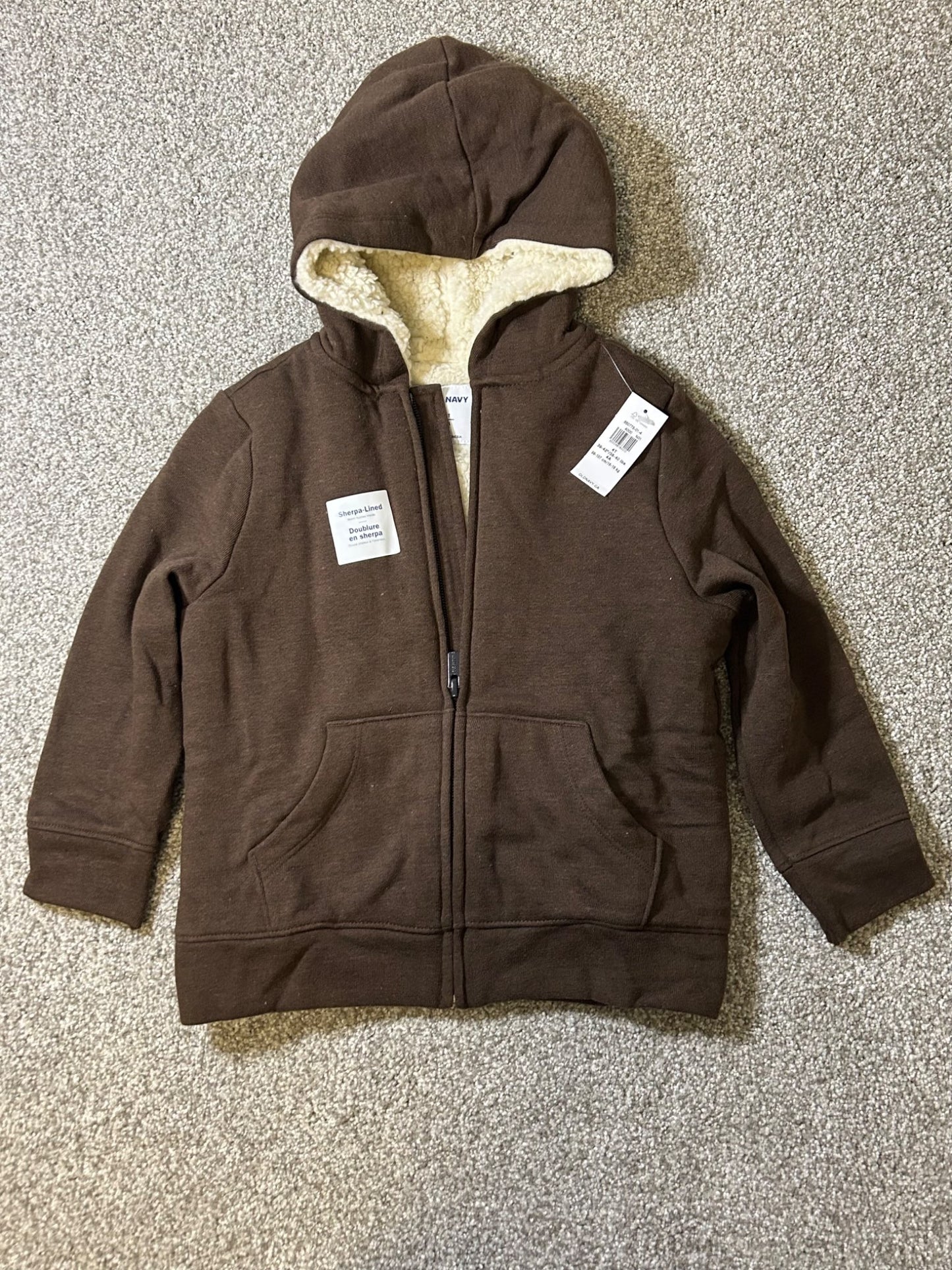 4T old navy Sherpa lined hoodie, retails for $35, Kids 4/4T