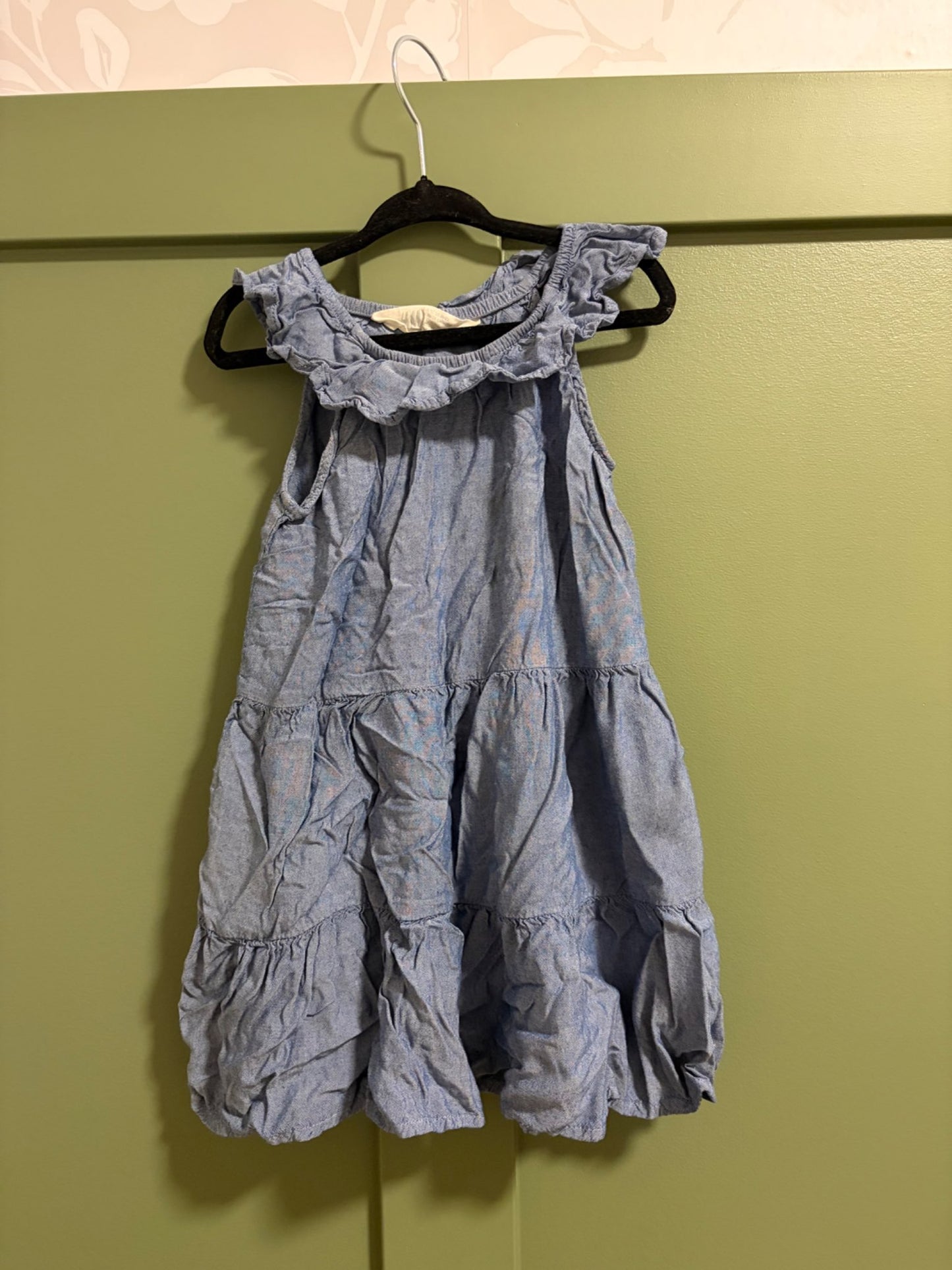 H&M blue tiered dress, Kids 24 Month (18-24M)