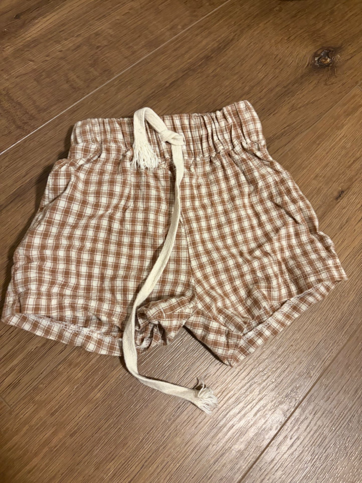 Kindly brown gingham shorts, Kids 12 Month (9-12M)