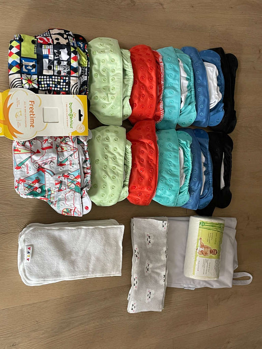 Mega Bundle of Cloth Diapers - Set of 12 BumGenius All-In-One Freetime plus everything else you need!