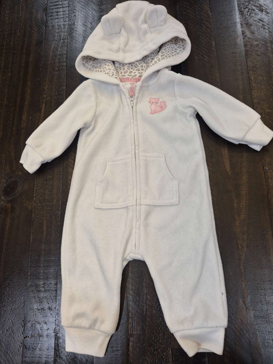 White cat fleece bunting suit, Kids 3 Month (0-3M)
