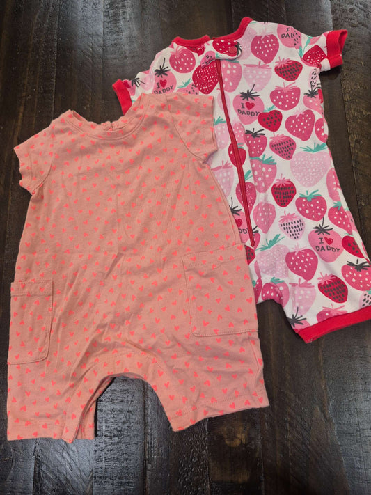 2 girl's rompers or pjs, Kids 3 Month (0-3M)