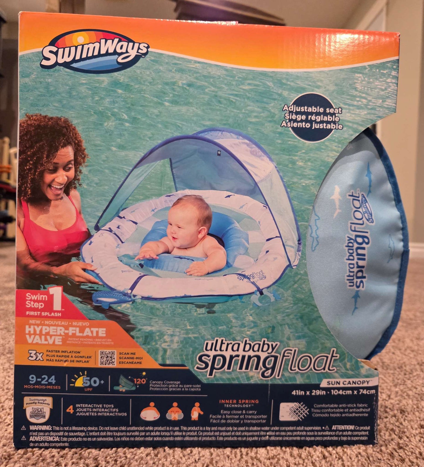 Baby Pool Float with Sun Canopy, Inflatable  (9 to 24 Mo)