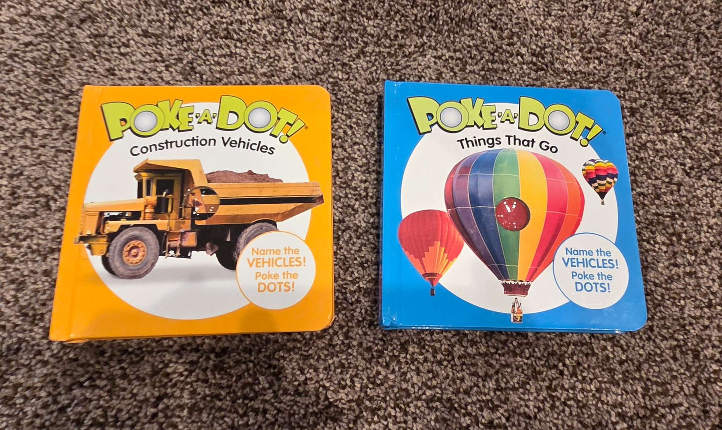 Poke-A-Dot Books, Set of 2 - Construction Vehicles and Things That Go