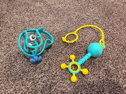 Mobi Gumlii Sensory Teether and Rattle plus Nuby Whale Teether