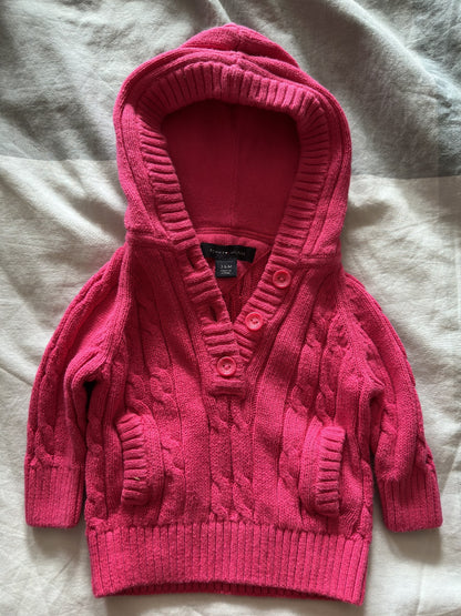 Tommy Hilfiger Pink hooded knitted cardigan, Kids 6 Month (3-6M)