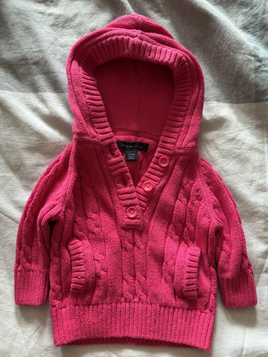 Tommy Hilfiger Pink hooded knitted cardigan, Kids 6 Month (3-6M)