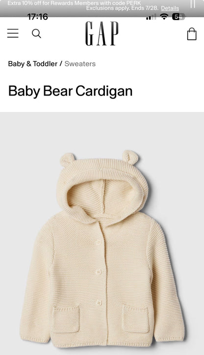 Gap Baby Bear cardigan and pants set, Kids 18 Month (12-18M)