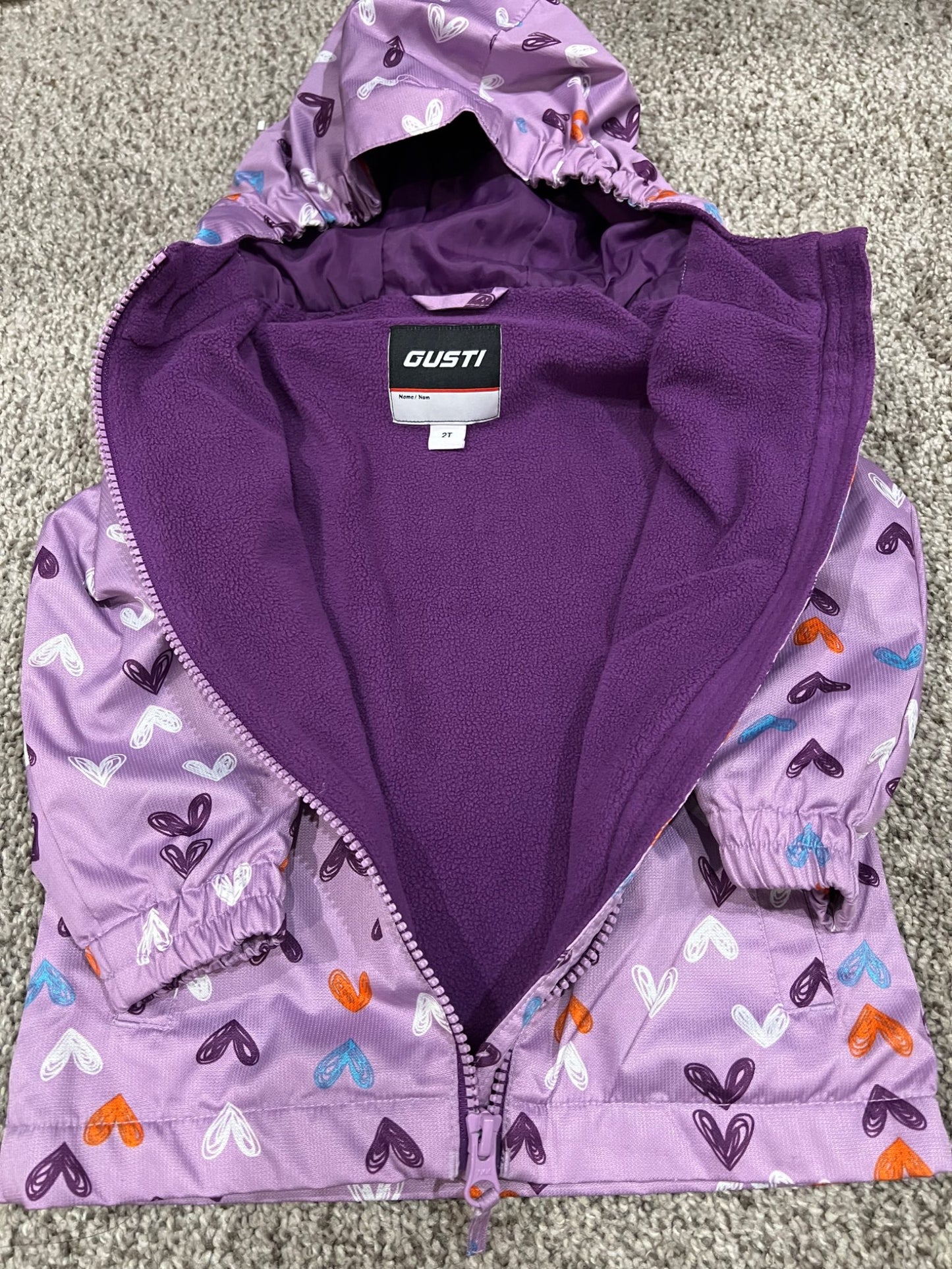 2T gusti lined jacket - purple with hearts , Kids 2T