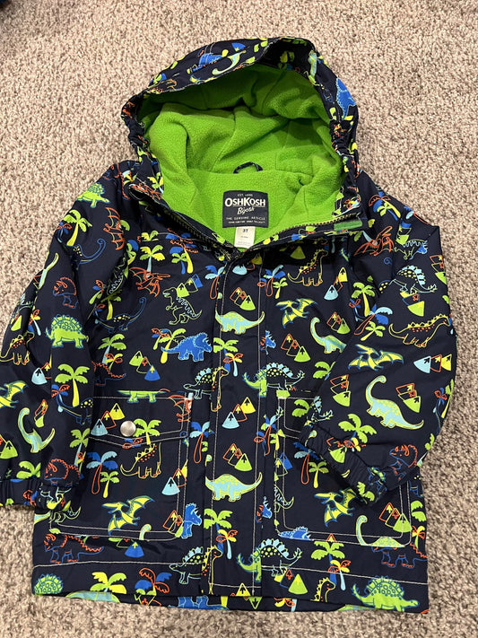 3T carters fleece lined rain jacket- navy with dinosaurs , Kids 3T