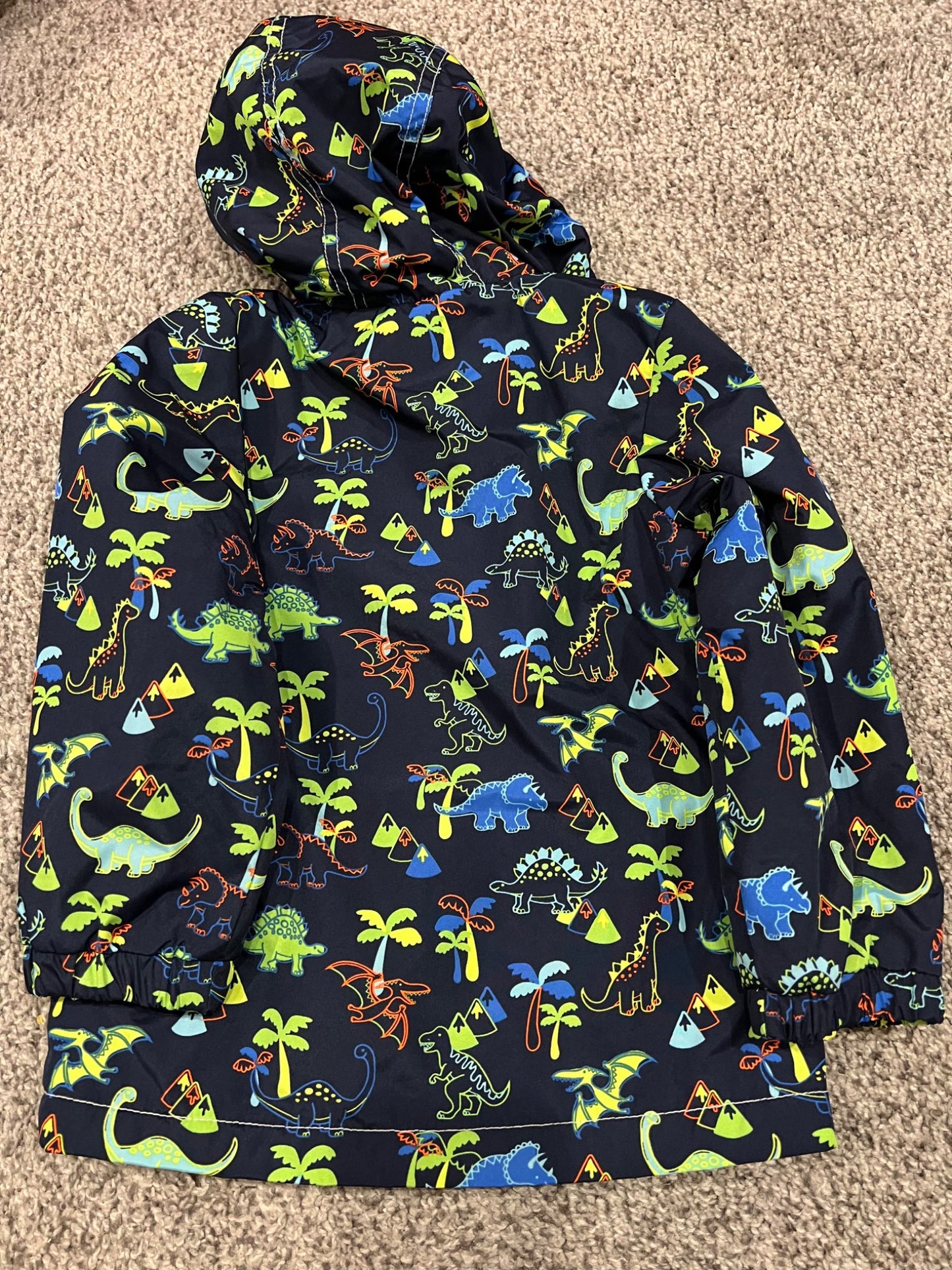 3T carters fleece lined rain jacket- navy with dinosaurs , Kids 3T