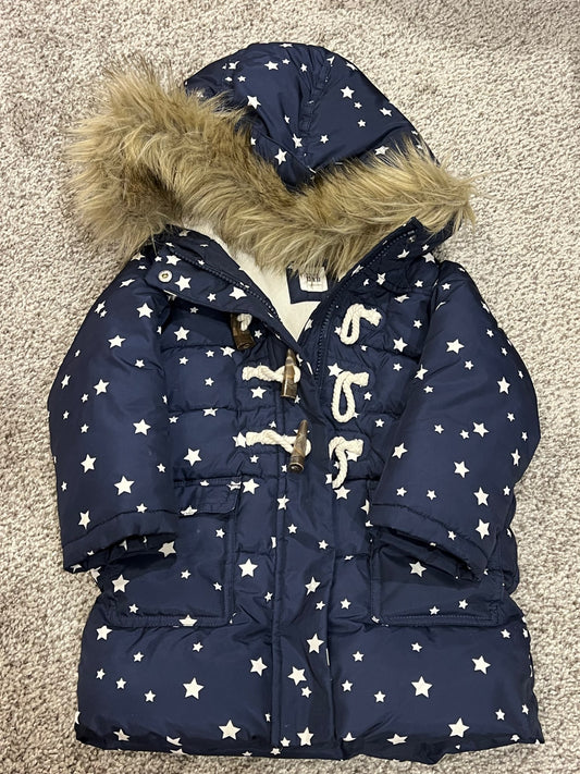 3T gap winter long jacket- navy with stars , Kids 3T