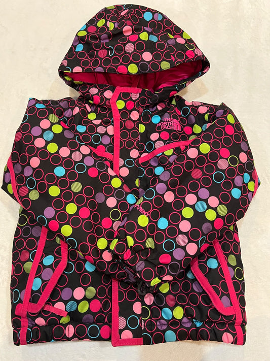 3T north face winter jacket- black with polkadots, Kids 3T